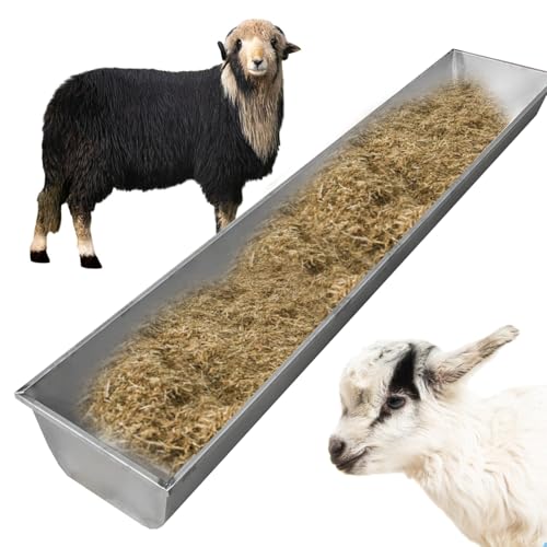 Futtertrog Für Vieh Tragbarer Futtertrog für Ziegen und Schafe aus Edelstahl, robuster Tierfuttertrog – großes Fassungsvermögen bis zu 60 kg/110 l, Futter- und Tränketröge für Geflügel(L 50cm(19 7/10i von SRNSAEB
