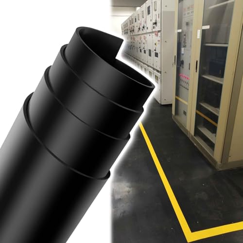 SRNSAEB Gewerbliche/Private Hochspannungs-Isoliermatten Schwarz, elektrisch isolierende Gummimatten 1 2 3 4 5 6 7 8 9 M, nichtleitende Schalttafelmatte für Umspannwerke(17'x3.3'x1/4''(5.2mx1mx6mm)) von SRNSAEB