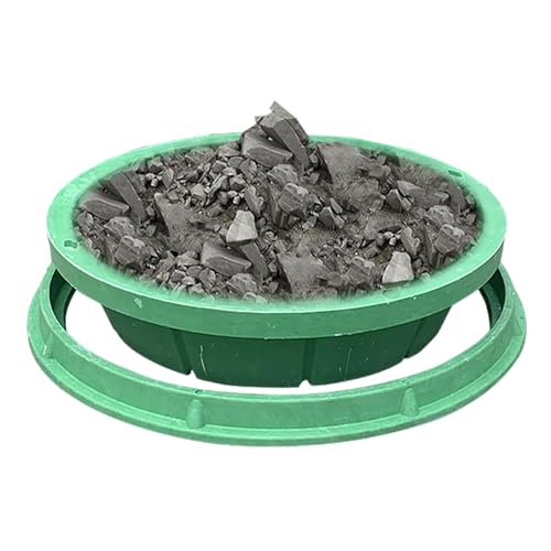 SRNSAEB Kanaldeckel Wasserdichter Schachtdeckel mit Hebehaken und Rahmen, grüner Klärgrubendeckel für Befüllen mit Erde/Kies/Blumen, robuster Blumentopf, versenkte(400mm/16inch) von SRNSAEB