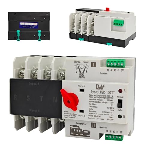 Dual Power Automatischer Transferschalter 4P 100A Umschalter Wahlschalter, 4 Wege Controller 2P 100A AC 220V Automatischer Transferschalter von SROCHN