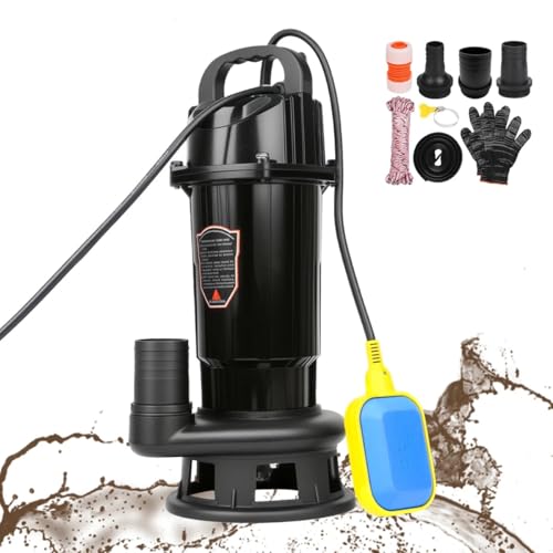 Fäkalienpumpe Tauchpumpe Schmutzwasserpumpe Abwasserpumpe mit 10m Schlauch ipX8 von SROCHN