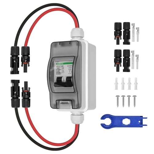 SROCHN Leistungsschalter PV DC, 2P 16A 1000V Trennschalter PV Anlage mit Solar-Steckerkabel IP65 Wasserdicht Trennschalter für Solar PV Anlage von SROCHN
