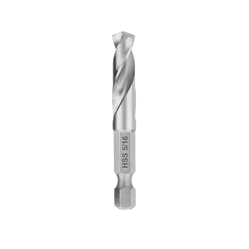 SROUPSUTKK 3/32 1/8 3/16 1/4 5/16 HSS M2 Metric Titan Beschichtet Gerade Schaft Twist Bohrer Bit for 6,35mm Hex for holz Metall Bohrer(1pc 5-16) von SROUPSUTKK