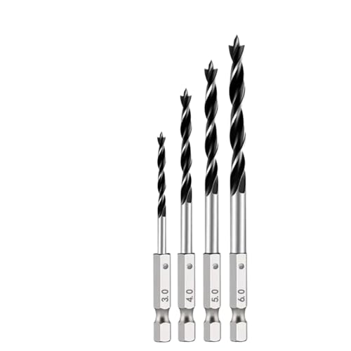 SROUPSUTKK 3/4/5/7 STÜCKE 1/4 "Sechskantschaft Dreipunkt-Holzbearbeitungs-Spezialbohrer 3,0 mm - 10 HSS-Perforationsbohrer-Drehkopf Bohrer(4PCS 3 4 5 6mm) von SROUPSUTKK