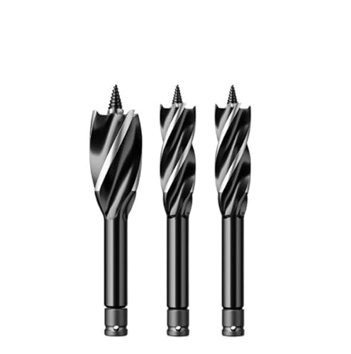 SROUPSUTKK 3-teiliger Holzbearbeitungs-Zweigbohrer, elektrischer Schraubenschlüssel, Wind Batch Sechskant-Lochöffner, vierschneidiger Holzbearbeitungsbohrer Bohrer(18mm(0.7inch)) von SROUPSUTKK