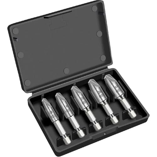 SROUPSUTKK 5-teiliger Bohrer for Ausdrehen beschädigter Schrauben, Schnellarbeitsstahl, doppelt, leicht herauszunehmen, seitliches Ausbohren, gebrochene Schraubenentferner Bohrer(Silver 5PCS) von SROUPSUTKK