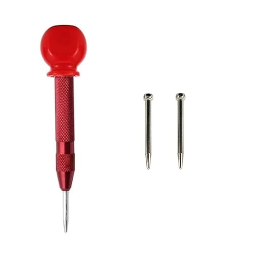 SROUPSUTKK Automatischer Körner, allgemeine Holzbearbeitung, Metallbohrer, verstellbar, federbelastet, automatisches Stanzwerkzeug, Handwerkzeuge for Metall, Holz, Glas Bohrer(Red2 with bits) von SROUPSUTKK
