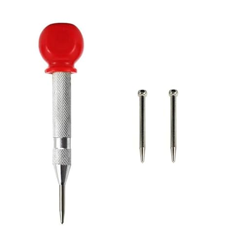 SROUPSUTKK Automatischer Körner, allgemeine Holzbearbeitung, Metallbohrer, verstellbar, federbelastet, automatisches Stanzwerkzeug, Handwerkzeuge for Metall, Holz, Glas Bohrer(Silver2 with bits) von SROUPSUTKK