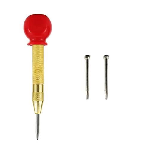 SROUPSUTKK Automatischer Körner, allgemeine Holzbearbeitung, Metallbohrer, verstellbar, federbelastet, automatisches Stanzwerkzeug, Handwerkzeuge for Metall, Holz, Glas Bohrer(Yellow2 with bits) von SROUPSUTKK