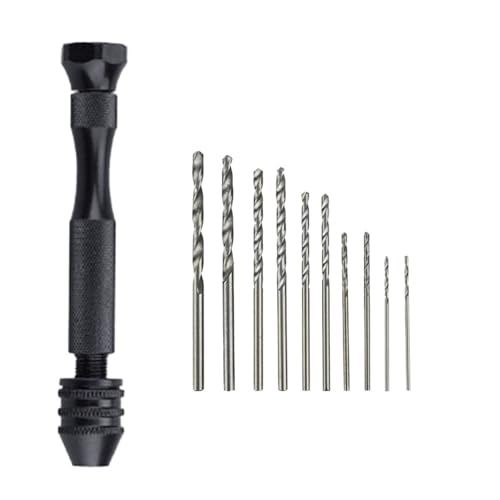 SROUPSUTKK For Mini Micro Aluminium Hand Bohrer for Keyless Chuck HSS Stahl Twist Holzbearbeitung Bohren Rotation Werkzeuge Manuelle Bohrer(Black Set) von SROUPSUTKK