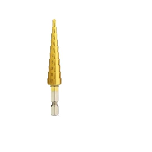 SROUPSUTKK HSS-Titan-Stufenbohrer, Hochgeschwindigkeits-Stufenbohrersatz, Sägebohrwerkzeuge, konischer Stufenbohrer for Metall und Holz, 4-12, 4-20, 4-32 mm Bohrer(3-12) von SROUPSUTKK