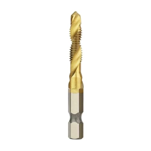 SROUPSUTKK M3-M10 Gewindebohrer HSS-Gewindebohrer Senker-Entgrater-Set Metrischer Kombinationsbohrer Schnellarbeitsstahl-Gewindebohrer Verbundbohrer Bohrer(Gold M8x1.25) von SROUPSUTKK