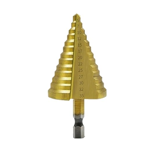 SROUPSUTKK Stufenkernbohrer 5–35 mm/6–35 mm HSS-Titan, 13 Schritte, mehrere Spiralnut-Bits for Lochen und Kegelstanzen, Elektrowerkzeugteile Bohrer(6-35mm) von SROUPSUTKK