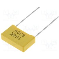 Polyester-Kondensator 100nF 630Vdc R15mm langes Bein Polyester-Kondensator 100nF 630Vdc R15mm langes Bein von SRPASSIVES