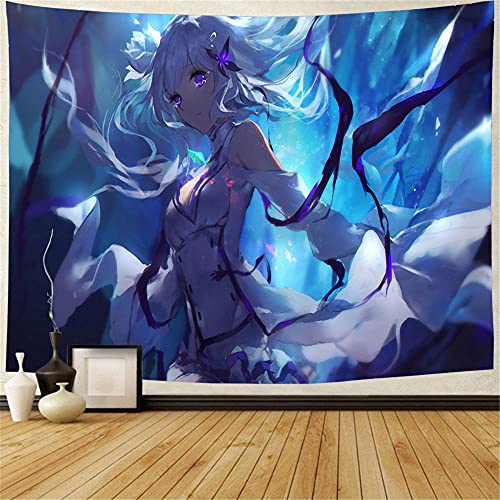 Wandteppiche Re Zero Anime Girl Tapisserie Hippie Wandbehang Psychedelic Stoff Stoff Teppich Decke Hintergrund Home Decor, 150x200cm von SRQOESFF
