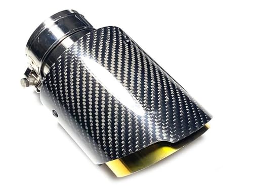 Auto Endrohre Carbon Schalldämpfer Spitze Auspuff Universal Edelstahl Gold Auspuff Schalldämpfer Rohr Endrohre & Endrohrteile(IN 63MM-Out 76MM) von SRQORT