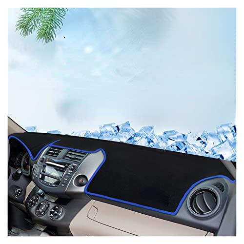 Dashboard Cover Für Toyota Für RAV4 2009-2013 Auto Dashboard Vermeiden Licht Sonnenschutz Pad Instrument Plattform Schreibtisch Abdeckung Matte Teppiche Armaturenbrettabdeckung(Linkslenker, blaue Seit von SRQORT