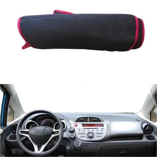 SRQORT Armaturenbrett-Abdeckmatte Für Fit Für Jazz 2009–2013 Shuttle 2011–2014 LHD RHD Auto-Armaturenbrett-Abdeckung,-Matte, Teppich, Cape-Kissen, Sonnenschutz Dashboard Cover Pad(Red LHD) von SRQORT