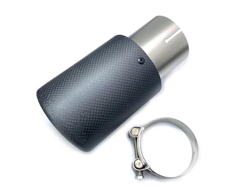 SRQORT Auto Endrohre Auspuffrohr Carbon Mattschwarz Abdeckung Schalldämpferspitze Universelle Modifikation Edelstahl Sandstrahlen Endrohre & Endrohrteile(IN 73MM-Out 101MM) von SRQORT