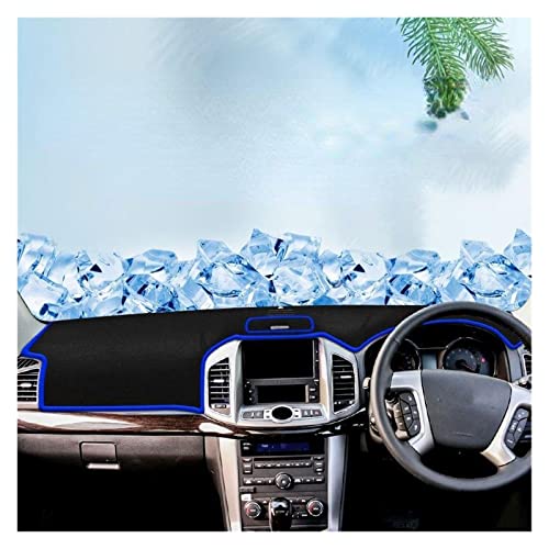 SRQORT Dashboard Cover Für Chevy Für Captiva Auto Dashboard Vermeiden Licht Pad Instrument Plattform Schreibtisch Abdeckung Matte Teppiche 2006-2019 Armaturenbrettabdeckung(RHD Blue 06-19) von SRQORT