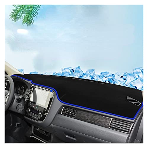 SRQORT Dashboard Cover Für Mitsubishi Für Outlander Auto Dashboard Vermeiden Licht Pad Instrument Plattform Schreibtisch Abdeckung Matte Teppiche 2013-2021 Armaturenbrettabdeckung(LHD Blue Edge) von SRQORT