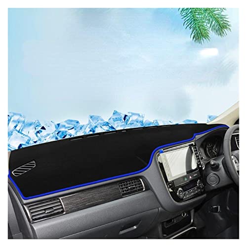 SRQORT Dashboard Cover Für Mitsubishi Für Outlander Auto Dashboard Vermeiden Licht Pad Instrument Plattform Schreibtisch Abdeckung Matte Teppiche 2013-2021 Armaturenbrettabdeckung(RHD Blue Edge) von SRQORT