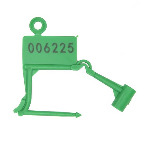 Sicherheits-Vorhängeschloss aus Kunststoff, nummeriert, manipulationssicher, Einwegschloss für Gepäck, Tasche, Kleidung, Grün, 100 Stück von SRR