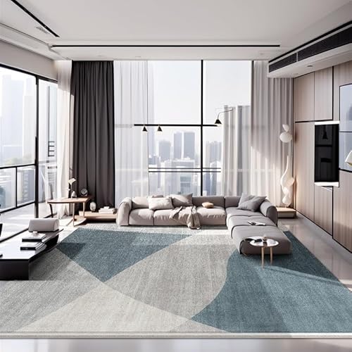 SRTJURFG Groß Teppich 200x300 cm Modern Waschbar rutschfest Kurzflor für Küche Wohnzimmer Schlafzimmer Modernes Schlichtes Blaugrau von SRTJURFG