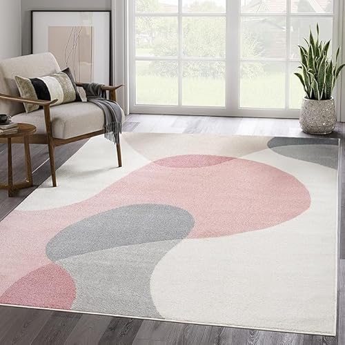 SRTJURFG Moderner Wohnzimmer Teppich 70x140 cm Kurzflor Weich Waschbar Teppich für Schlafzimmer Küche Leicht zu Reinigen Modernes Schlichtes Weiß-Rosa SRTJURFG Moderner Wohnzimmer Teppich 70x140 cm Kurzflor Weich Waschbar Teppich für Schlafzimmer Küche Leicht zu Reinigen Modernes Schlichtes Weiß-Rosa von SRTJURFG