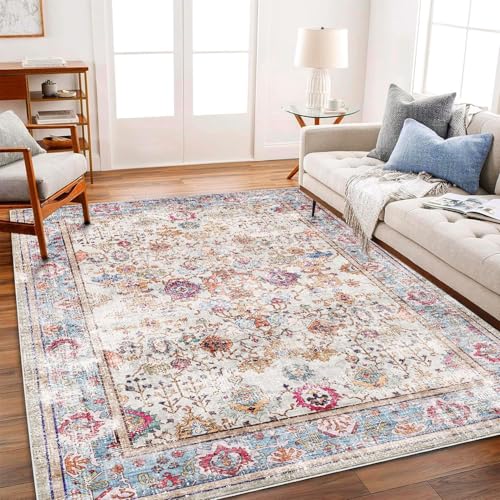 SRTJURFG Rechteck Teppich 60x90 cm Modern Waschbar Weich Kurzflor Teppich Leicht zu Reinigen für Schlafzimmer Wohnzimmer Retro Blumen Orange Blau SRTJURFG Rechteck Teppich 60x90 cm Modern Waschbar Weich Kurzflor Teppich Leicht zu Reinigen für Schlafzimmer Wohnzimmer Retro Blumen Orange Blau von SRTJURFG