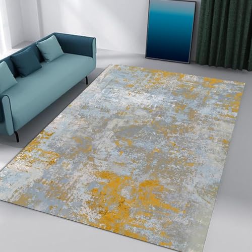 SRTJURFG Rechteck Teppich 90x200 cm Weich Waschbar Kurzflor rutschfest für Wohnzimmer Schlafzimmer Flur Modernes abstraktes Graugelb SRTJURFG Rechteck Teppich 90x200 cm Weich Waschbar Kurzflor rutschfest für Wohnzimmer Schlafzimmer Flur Modernes abstraktes Graugelb von SRTJURFG
