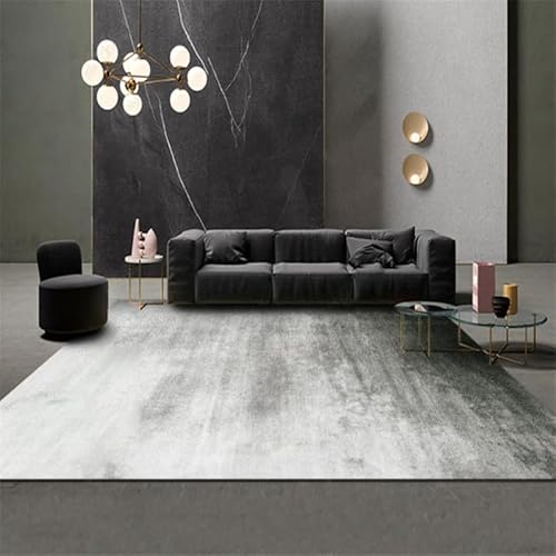 SRTJURFG Teppich Anti-Rutsch 120x160 cm Waschbar Kurzflor Weich Bettvorleger fürs Wohnzimmer Schlafzimmer Modernes minimalistisches Muster in Grau von SRTJURFG