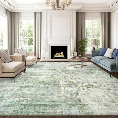 SRTJURFG Teppich Groß 160x200 cm Wohnzimmer Waschbar Kurzflor rutschfest für Küche Schlafzimmer Teppiche Moderne abstrakte Tinte grün SRTJURFG Teppich Groß 160x200 cm Wohnzimmer Waschbar Kurzflor rutschfest für Küche Schlafzimmer Teppiche Moderne abstrakte Tinte grün von SRTJURFG