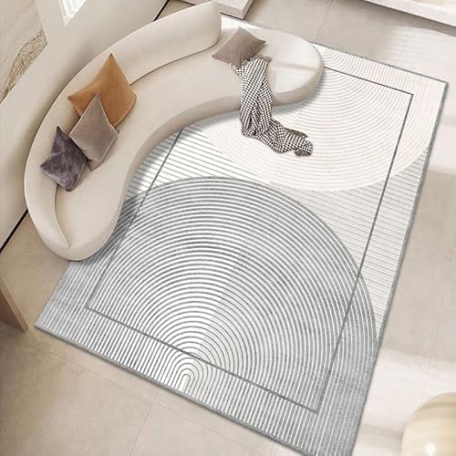 SRTJURFG Teppich Groß 160x200 cm Wohnzimmer Waschbar Kurzflor rutschfest für Küche Schlafzimmer Teppiche Moderne geometrische Linien grau beige SRTJURFG Teppich Groß 160x200 cm Wohnzimmer Waschbar Kurzflor rutschfest für Küche Schlafzimmer Teppiche Moderne geometrische Linien grau beige von SRTJURFG