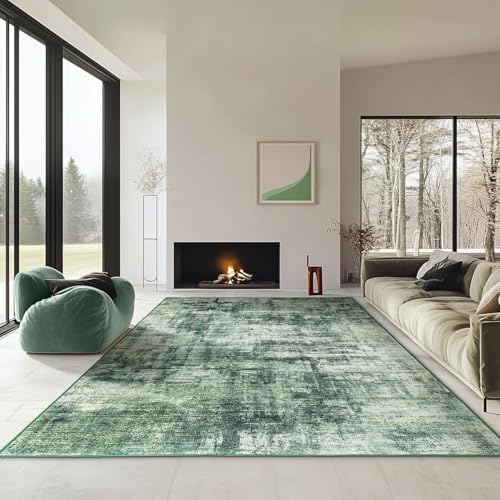 SRTJURFG Teppich Groß 180x200 cm Teppiche Wohnzimmer Kurzflor rutschfest Waschbar für Schlafzimmer Heimbüro Esszimmer Dekor Moderne abstrakte Tinte grün SRTJURFG Teppich Groß 180x200 cm Teppiche Wohnzimmer Kurzflor rutschfest Waschbar für Schlafzimmer Heimbüro Esszimmer Dekor Moderne abstrakte Tinte grün von SRTJURFG