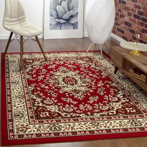 SRTJURFG Teppich Modern 90x150 cm rutschfest fürs Wohnzimmer Flur Büro Schlafzimmer Küche Kurzflor Teppiche Retro ethnischen Blumen rot und gelb SRTJURFG Teppich Modern 90x150 cm rutschfest fürs Wohnzimmer Flur Büro Schlafzimmer Küche Kurzflor Teppiche Retro ethnischen Blumen rot und gelb von SRTJURFG