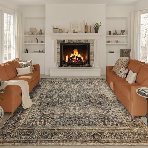 SRTJURFG Wohnzimmer Teppich 120x200 cm Waschbar Weich Kurzflor Anti-Rutsch Teppich für Wohnkultur Schlafzimmer Retro Blumen Braun SRTJURFG Wohnzimmer Teppich 120x200 cm Waschbar Weich Kurzflor Anti-Rutsch Teppich für Wohnkultur Schlafzimmer Retro Blumen Braun von SRTJURFG
