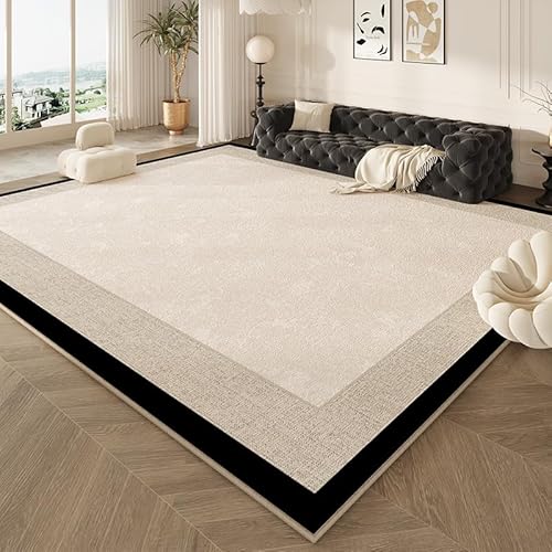 SRTJURFG Wohnzimmer Teppich 160x200 cm Waschbar Kurzflor rutschfest für Küche Schlafzimmer Modern Teppiche Moderne Schlichte Linien schwarz weiß von SRTJURFG