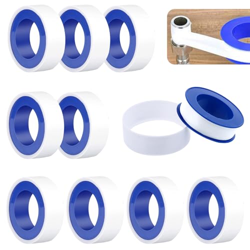 SRTSTR 10 Rollen Eflonband Gewindedichtband, Ptfe Dichtband 15mm*10m Teflon Band Ptfe Band für Pool, Küche, Rohren, Wasserhähnen, Plumbing Gelenk,Duschen und Badewannen von SRTSTR