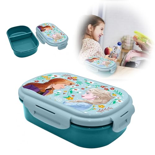 Frozen Kinder Lunchbox mit Besteck, 20 cm Lunchbox aus BPA-freiem Kunststoff, spülmaschinenfeste Sandwichbox | Schulanfang, Snackboxen für Kinder, Erwachsene, Schule, Picknick, Ausflüge von SRV Hub