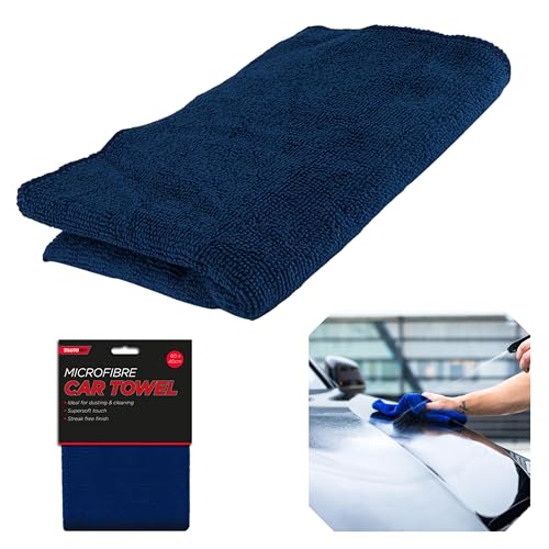 SRV Hub 60 cm super saugfähiges Mikrofaser-Autohandtuch | dunkelblaues Mikrofaser-Auto-Trockentuch | Home Dusting Essentials, super weiches Autopflege-Zubehör von SRV Hub