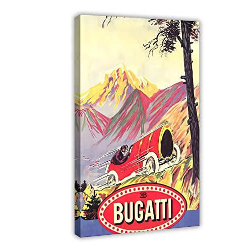 BUGATTI Vintage Automobile Poster Leinwand Poster Schlafzimmer Dekor Sport Landschaft Büro Zimmer Dekor Geschenkrahmen Stil 40 x 60 cm von SRVOOZ