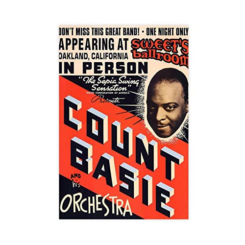 SRVOOZ COUNT BASIE, Jazz Musikposter Leinwand Poster Wandkunst Dekor Druck Bild Gemälde für Wohnzimmer Schlafzimmer Dekoration Rahmen Stil 40 x 60 cm von SRVOOZ