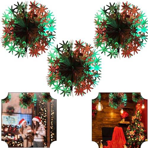 SRV Hub® Weihnachts-Wandfolie Dekoration Hängende Decke Xmas Folie Dekoration Kugel (3 Stück) grün/rot 30 cm Kugel) von SRVertex