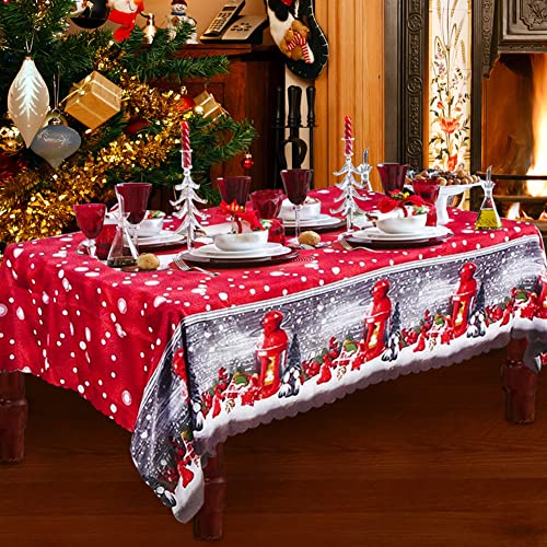 Weihnachtstischdecke, 180 x 150 cm Rechteckige Lang Weihnachten Tischdecke Tischläufer Rot Xmas Tischdecke Esstischdecke, Groß Abwaschbar Weihnachts Tischdecke Tischtuch für Tischdeko von SRXWO