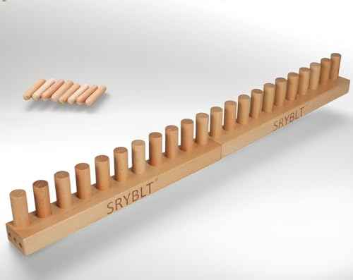 SRYBLT 2er-Pack DIY Grobstrick-Decken-Webstuhl, 76,7 cm langer Buchenholzsockel mit Massivholz-Heringen, stapelbar für Tragbarkeit, erweiterbare Verbindungen und klare Beschichtung von SRYBLT