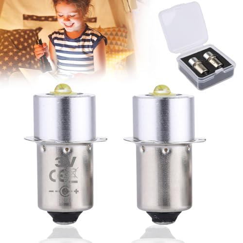 SRunDe 2 Stück LED-Taschenlampenbirne 3w 3v P13.5S Notarbeitslichtlampe Ersatzlampe für 2 C/D Zellen, Ersatz für Led-Konvertierung Taschenlampe von SRunDe