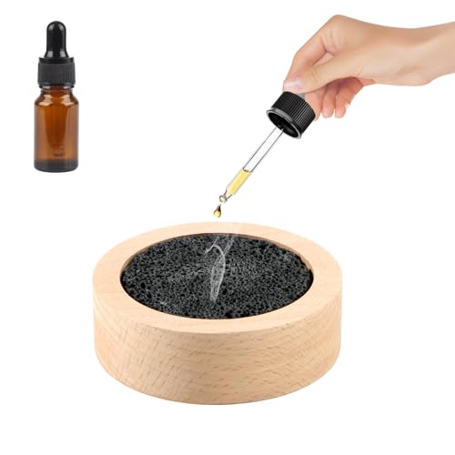 SRunDe Duftstein für Ätherische Öle, Diffuser Natürlicher Lavastein für ätherische Öle Lavastein Diffuse für Wohnzimmer, Badezimmer, Stein Diffusor mit 5 ml Flaschen mit ätherischen Ölen Behälter von SRunDe