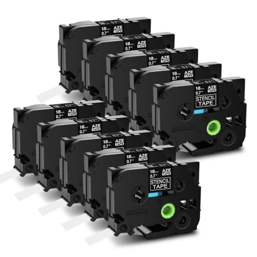 10 Pack Nicht kleber Ätzen-Schablonen-Etikettenbänder 18mm 24 mm 36 mm kompatibel mit PT530 PT550 E200 STE141 STE151 STE161(18mm) von SRxBKC