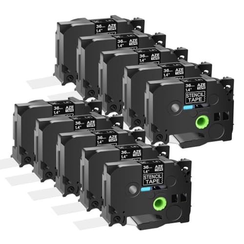 10 Pack Nicht kleber Ätzen-Schablonen-Etikettenbänder 18mm 24 mm 36 mm kompatibel mit PT530 PT550 E200 STE141 STE151 STE161(36mm) von SRxBKC